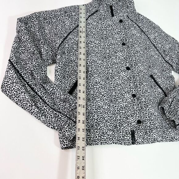 AllFenix Cropped Jacket Women's Medium Black Leopard Print Zip Snap Closure - Picture 3 of 10